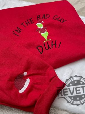 Billie Eilish Im A Bad Guy Christmas Grinch Embroidered Sweatshirt Hoodie T Shirt Christmas Gift For Her Gift For Him Unique revetee 6