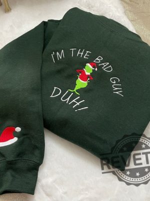 Billie Eilish Im A Bad Guy Christmas Grinch Embroidered Sweatshirt Hoodie T Shirt Christmas Gift For Her Gift For Him Unique revetee 9