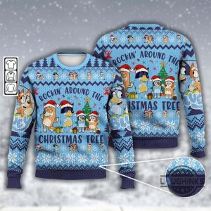 bluey ugly christmas sweater rockin the christmas tree bluey xmas gift for fans