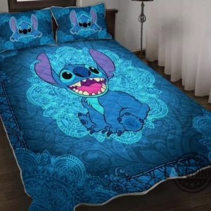 cute lilo and stitch mandala pattern bedding set