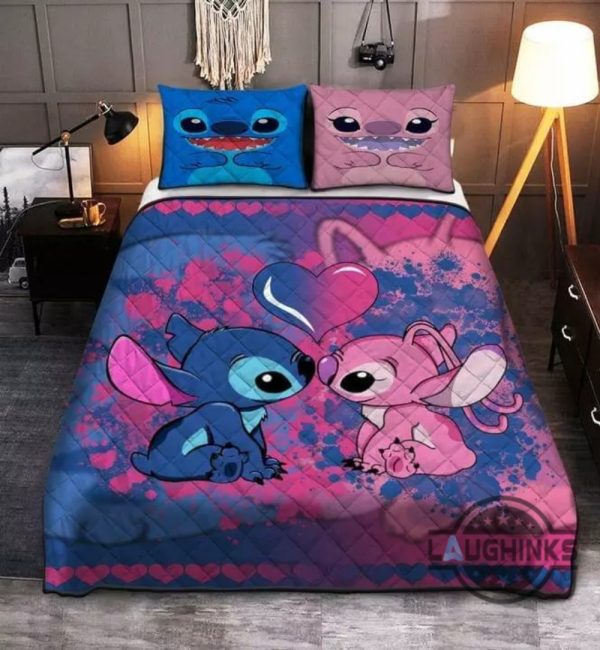 angel and stitch love bedding set twin king queen size