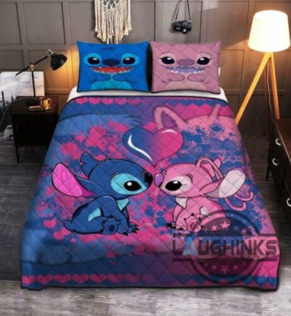 angel and stitch love bedding set twin king queen size