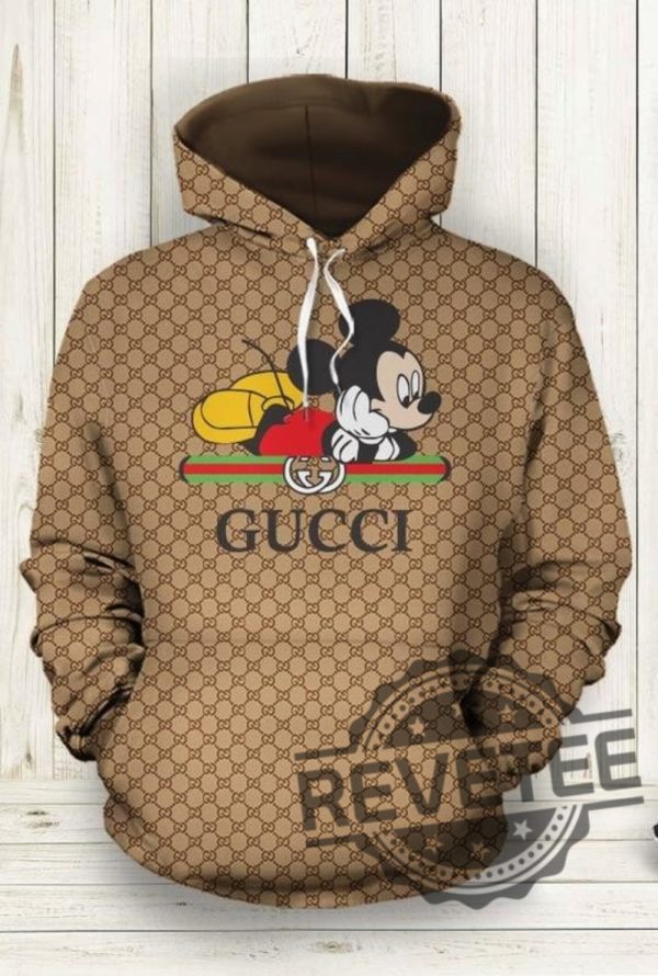 Gucci Mickey Mouse Unisex Hoodie T Shirt Sweatshirt 3D All Over Printed Shirt Gift For Man Gift For Her Unique revetee 1