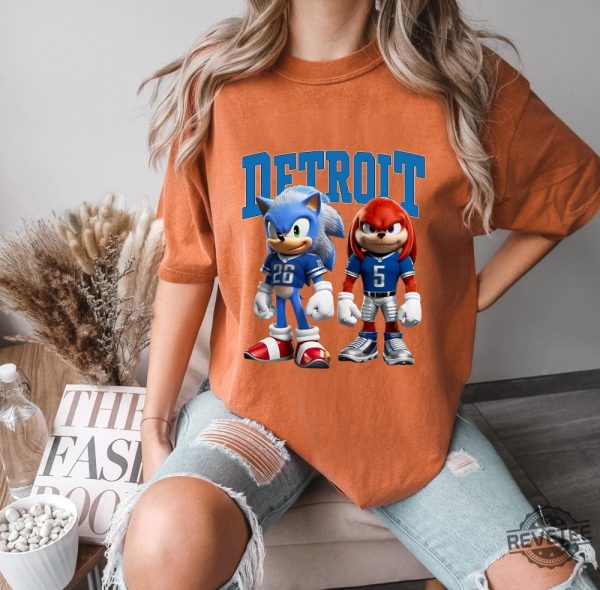 Sonic And Knuckles Detroit Lions Tshirt Hoodie Sweatshirt Family Sonic Knuckles Detroit Football Shirt Gibbs And Montgomery Jahmyr Gibbs Gifts revetee 1