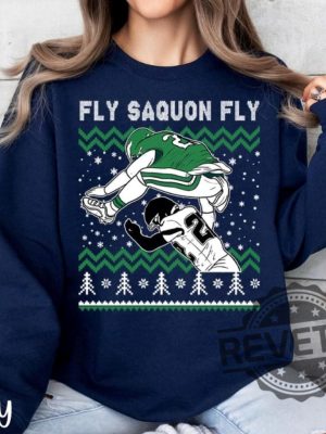 Philadelphia Eagles Saquon Barkley Jump Hurdle Backwards Shirt Sweatshirt Hoodie Philadelphia Eagles Fly Saquon Fly Shirt Gift For Fan revetee 2