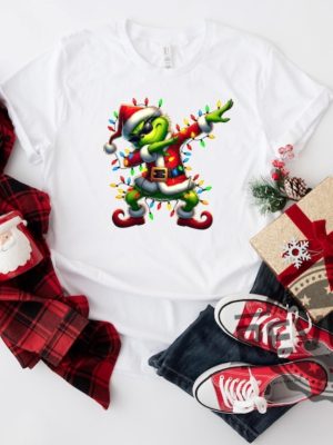 Christmas Lights Santa Dab Grinch Shirt Hoodie Sweatshirt Grinchmas Shirt Gift For Him Gift For Her Unique revetee 2