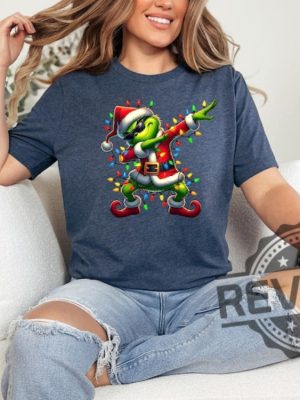 Christmas Lights Santa Dab Grinch Shirt Hoodie Sweatshirt Grinchmas Shirt Gift For Him Gift For Her Unique revetee 3