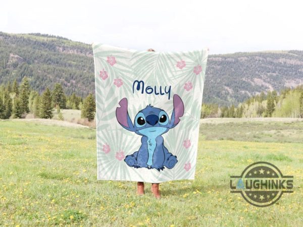 custom kids name stitch blanket personalized lilo and stitch baby blanket throw sherpa fleece merry stitchmas gift laughinks 1