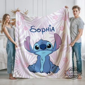 custom kids name stitch blanket personalized lilo and stitch baby blanket throw sherpa fleece merry stitchmas gift laughinks 3