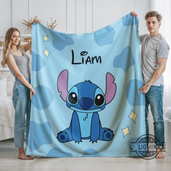 custom kids name stitch blanket personalized lilo and stitch baby blanket throw sherpa fleece merry stitchmas gift laughinks 5