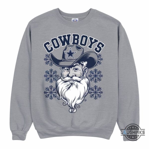 dallas cowboys christmas sweatshirt t shirt hoodie santa claus football xmas gameday gift laughinks 1