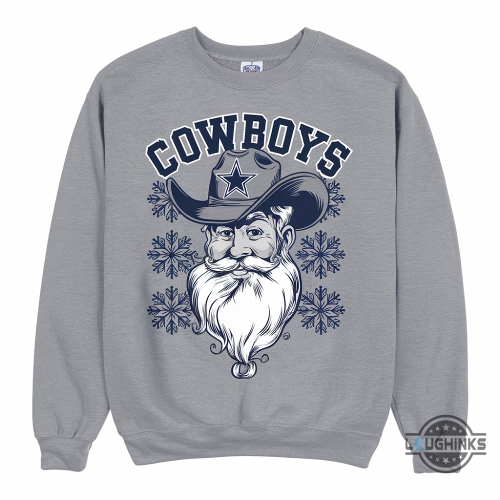 Dallas Cowboys Christmas Sweatshirt T Shirt Hoodie Santa Claus Football Xmas Gameday Gift