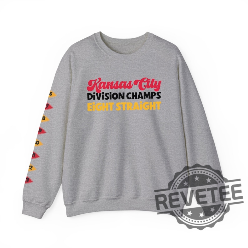 Kansas City Chiefs Division Champs Eight Straight Sweatshirt Tshirt Hoodie Kc Chiefs 8 Times Champs Chief Football Sweatshirt Gifts For Fan