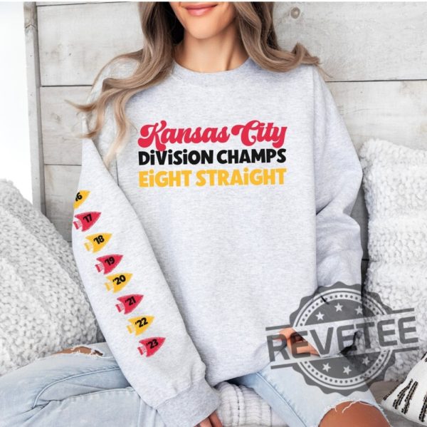 Kansas City Chiefs Division Champs Eight Straight Sweatshirt Tshirt Hoodie Kc Chiefs 8 Times Champs Chief Football Sweatshirt Gifts For Fan revetee 2