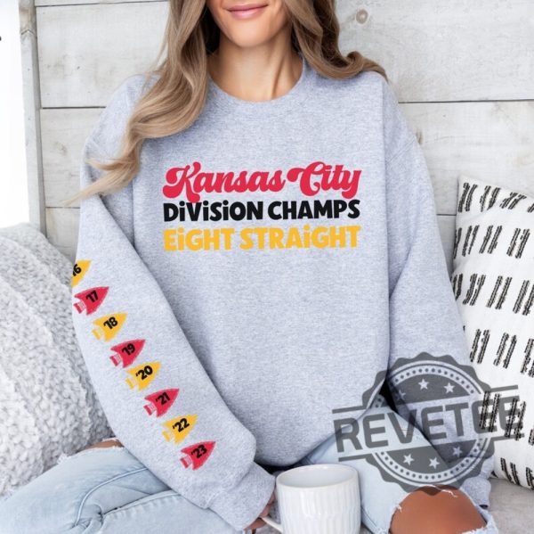 Kansas City Chiefs Division Champs Eight Straight Sweatshirt Tshirt Hoodie Kc Chiefs 8 Times Champs Chief Football Sweatshirt Gifts For Fan revetee 8