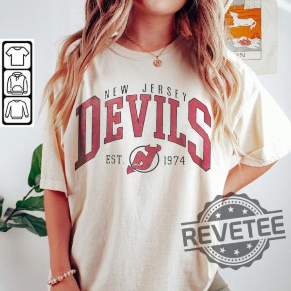 New Jersey Devils Shirt Hoodie Sweatshirt Tee Gifts Merch Vintage 90S New Jersey Devils Hockey Retro Crewneck Gift For Fan College Tees Unique revetee 1