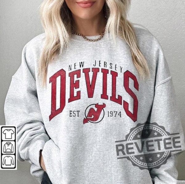 New Jersey Devils Shirt Hoodie Sweatshirt Tee Gifts Merch Vintage 90S New Jersey Devils Hockey Retro Crewneck Gift For Fan College Tees Unique revetee 2