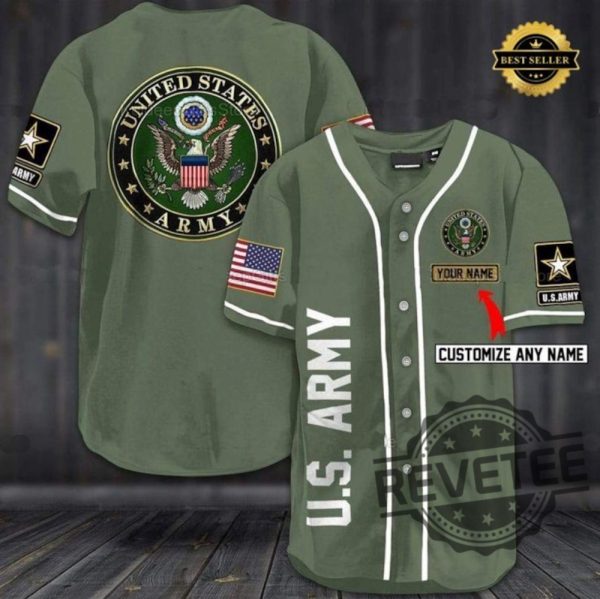 United States Us Army Personalized Custom Name Baseball Jersey Military Patriotic Us Army Veteran Jersey For Men Gifts For Him Unique revetee 1