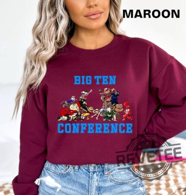 Big Ten Mascot College Football Shirt Sweatshirt Hoodie Big Ten Conference Mascots Tee College Football Team Gifts 16 Football Mascots Unique revetee 1