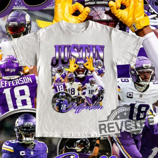 Vintage Justin Jefferson Minnesota Vikings Shirt Hoodie Sweatshirt 90S Graphic Tee Nfl Gift Minnesota Vikings Team T Shirt Gifts For Fan Unique revetee 1