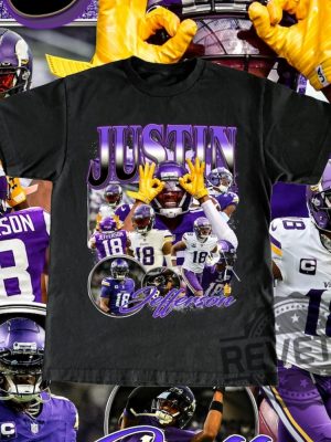 Vintage Justin Jefferson Minnesota Vikings Shirt Hoodie Sweatshirt 90S Graphic Tee Nfl Gift Minnesota Vikings Team T Shirt Gifts For Fan Unique revetee 2