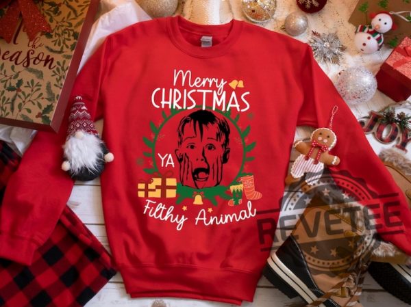 Merry Christmas Ya Filthy Animal Sweatshirt Tshirt Hoodie Retro Xmas Crewneck Gifts Home Alone Christmas Shirts Gift For Wife Husband Son Daughter revetee 1