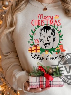 Merry Christmas Ya Filthy Animal Sweatshirt Tshirt Hoodie Retro Xmas Crewneck Gifts Home Alone Christmas Shirts Gift For Wife Husband Son Daughter revetee 3