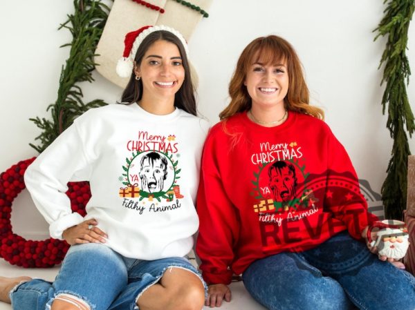 Merry Christmas Ya Filthy Animal Sweatshirt Tshirt Hoodie Retro Xmas Crewneck Gifts Home Alone Christmas Shirts Gift For Wife Husband Son Daughter revetee 4