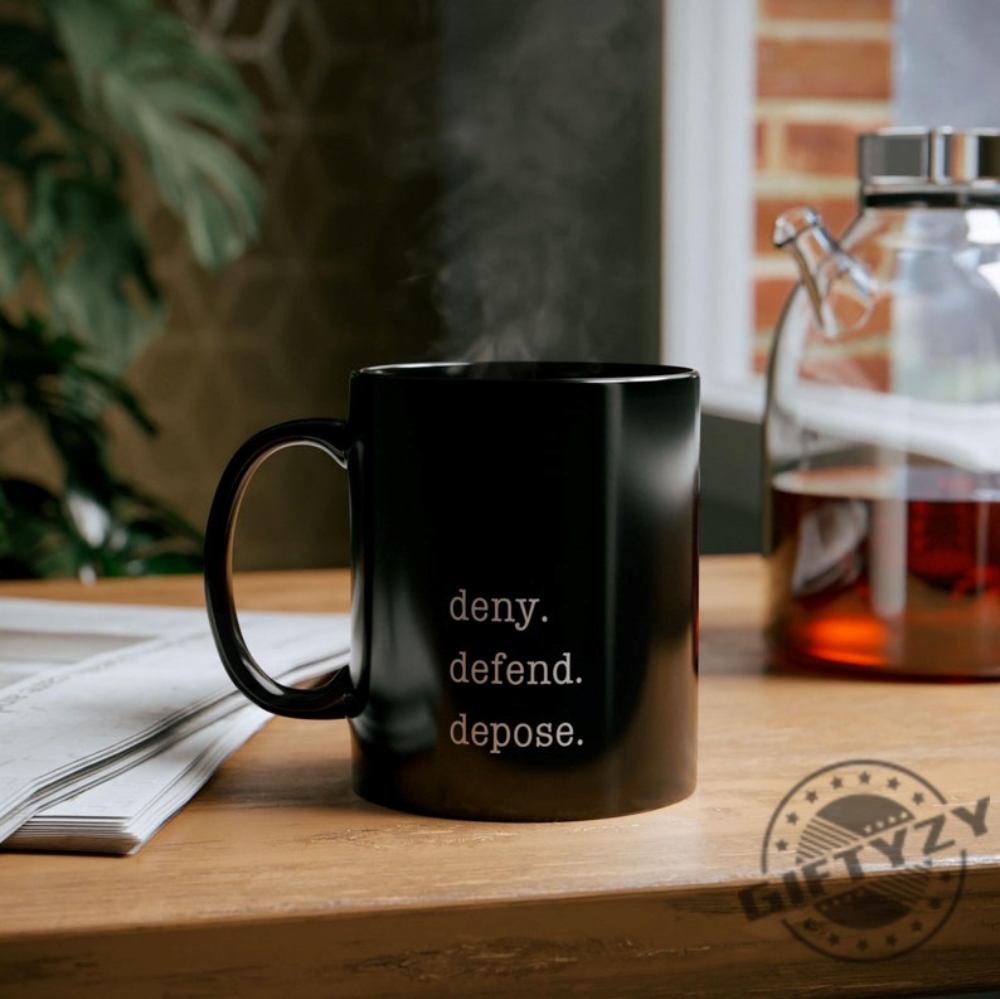 Deny Defend Depose Coffee Mug Black Minimalist Design Eat The Rich Coffee Mug Home Office Decor Gift For Him Gift For Her Unique