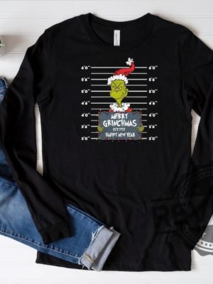 Christmas Merry Grinchmas Happy New Year Long Sleeve Shirt Hoodie Sweatshirt Funny Green Christmas Shirts Gifts For Mom Dad Daughter Son Unique revetee 3