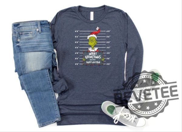 Christmas Merry Grinchmas Happy New Year Long Sleeve Shirt Hoodie Sweatshirt Funny Green Christmas Shirts Gifts For Mom Dad Daughter Son Unique revetee 4