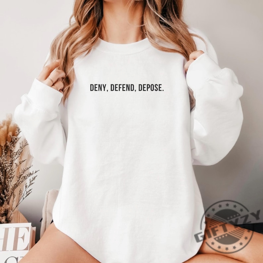 Deny Defend Depose Trendy Unisex Tshirt Activist Sweatshirt Minimal Punk Hoodie Punk Shirt