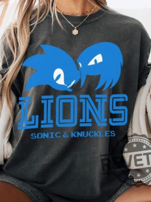 Detroit Lions Sonic And Knuckles Cool Team Retro Crewneck Sweater T Shirt Sweatshirt Hoodie Vintage Gift For Fan Men Women Tee Gifts Unique revetee 2