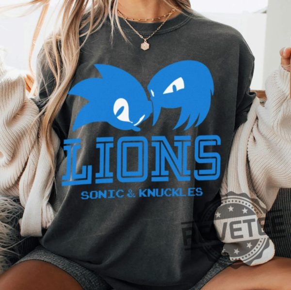 Detroit Lions Sonic And Knuckles Cool Team Retro Crewneck Sweater T Shirt Sweatshirt Hoodie Vintage Gift For Fan Men Women Tee Gifts Unique revetee 2