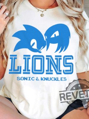 Detroit Lions Sonic And Knuckles Cool Team Retro Crewneck Sweater T Shirt Sweatshirt Hoodie Vintage Gift For Fan Men Women Tee Gifts Unique revetee 3