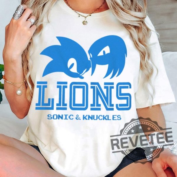 Detroit Lions Sonic And Knuckles Cool Team Retro Crewneck Sweater T Shirt Sweatshirt Hoodie Vintage Gift For Fan Men Women Tee Gifts Unique revetee 3