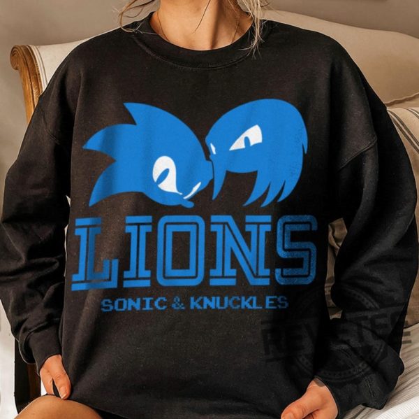 Detroit Lions Sonic And Knuckles Cool Team Retro Crewneck Sweater T Shirt Sweatshirt Hoodie Vintage Gift For Fan Men Women Tee Gifts Unique revetee 4