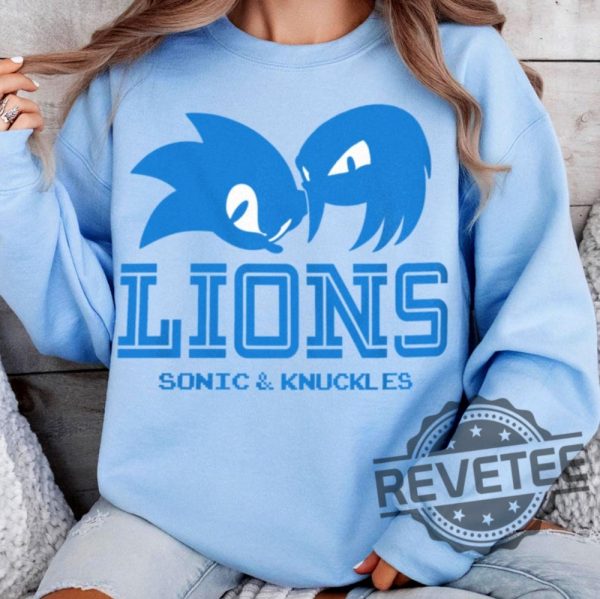 Detroit Lions Sonic And Knuckles Cool Team Retro Crewneck Sweater T Shirt Sweatshirt Hoodie Vintage Gift For Fan Men Women Tee Gifts Unique revetee 5