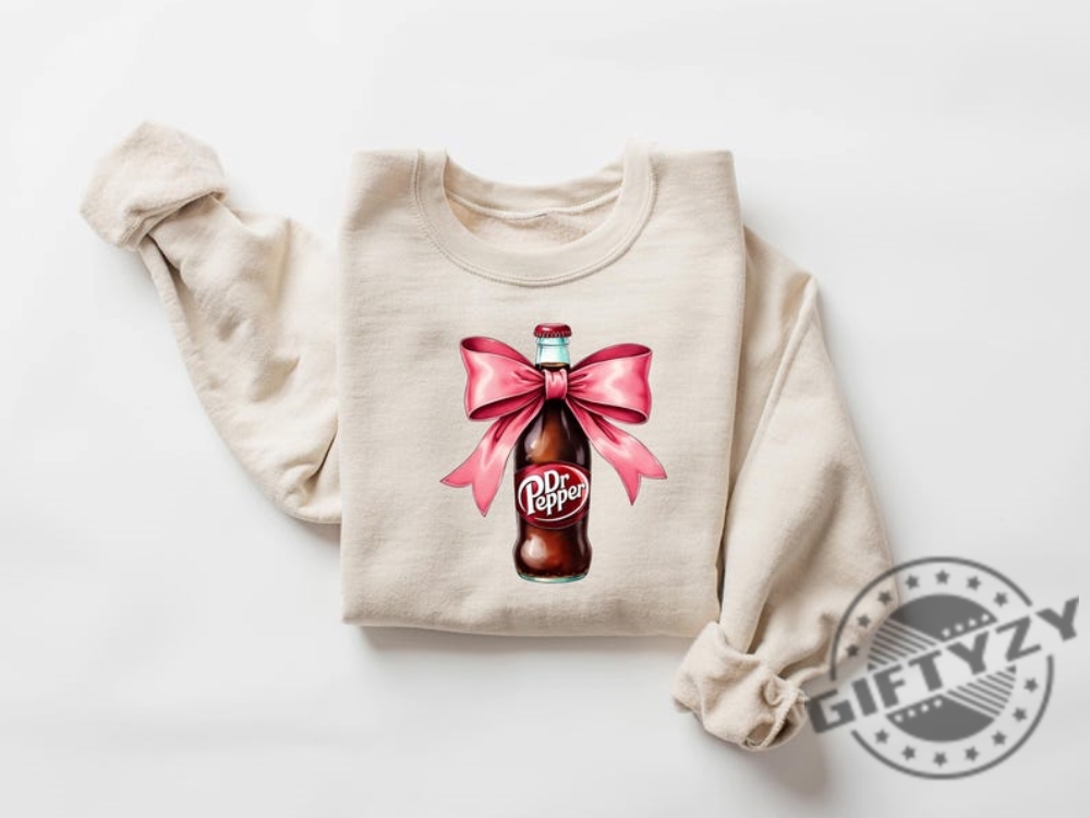 Dr Pepper Pink Bow Coquette Sweatshirt Cute Pink Soda Drink Hoodie Dr.Pepper Tshirt Aesthetic Girly Tee Dr Pepper Lover Gift