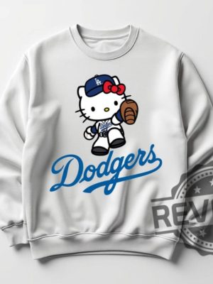 Los Angeles Dodgers Hello Kitty Shirt Hoodie Sweatshirt Gifts For Baseball Fan Men Women La Dodgers Baseball Tshirt Dodgers World Series Tee revetee 3