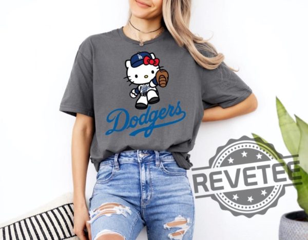 Los Angeles Dodgers Hello Kitty Shirt Hoodie Sweatshirt Gifts For Baseball Fan Men Women La Dodgers Baseball Tshirt Dodgers World Series Tee revetee 4