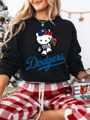 Los Angeles Dodgers Hello Kitty Shirt Hoodie Sweatshirt Gifts For Baseball Fan Men Women La Dodgers Baseball Tshirt Dodgers World Series Tee revetee 5