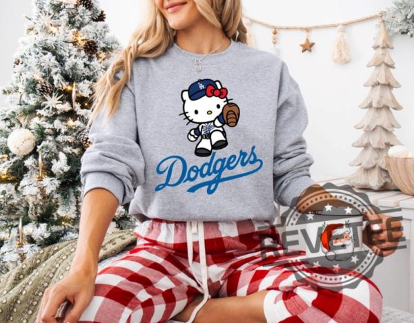 Los Angeles Dodgers Hello Kitty Shirt Hoodie Sweatshirt Gifts For Baseball Fan Men Women La Dodgers Baseball Tshirt Dodgers World Series Tee revetee 6