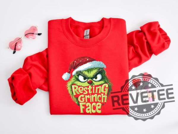 Resting Grinch Face Shirt Sweatshirt Hoodie Funny Grinch Christmas Tshirt Grinchmas Tee Gift For Men Women Daughter Son Unique revetee 1