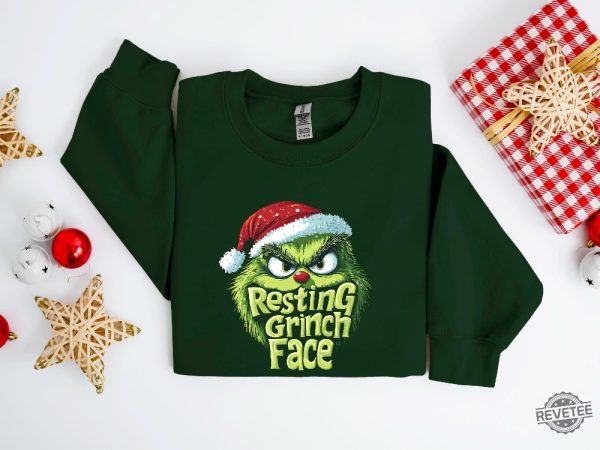 Resting Grinch Face Shirt Sweatshirt Hoodie Funny Grinch Christmas Tshirt Grinchmas Tee Gift For Men Women Daughter Son Unique revetee 2