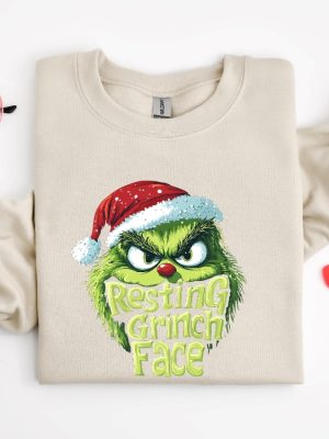 Resting Grinch Face Shirt Sweatshirt Hoodie Funny Grinch Christmas Tshirt Grinchmas Tee Gift For Men Women Daughter Son Unique revetee 3