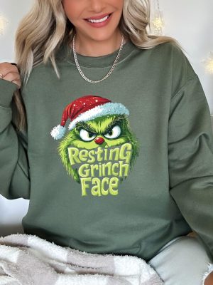 Resting Grinch Face Shirt Sweatshirt Hoodie Funny Grinch Christmas Tshirt Grinchmas Tee Gift For Men Women Daughter Son Unique revetee 4