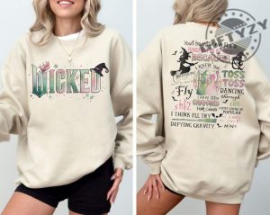 Wicked Movie 2Sided Shirt Defy Gravity Broomstick Magic Wand Sweatshirt Witch Pink And Green Tshirt Wizard Movie Fan Tee Wizard Hoodie giftyzy 2