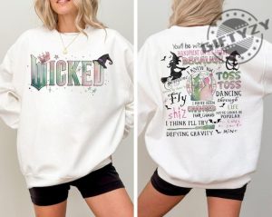 Wicked Movie 2Sided Shirt Defy Gravity Broomstick Magic Wand Sweatshirt Witch Pink And Green Tshirt Wizard Movie Fan Tee Wizard Hoodie giftyzy 4