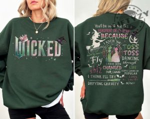 Wicked Movie 2Sided Shirt Defy Gravity Broomstick Magic Wand Sweatshirt Witch Pink And Green Tshirt Wizard Movie Fan Tee Wizard Hoodie giftyzy 5